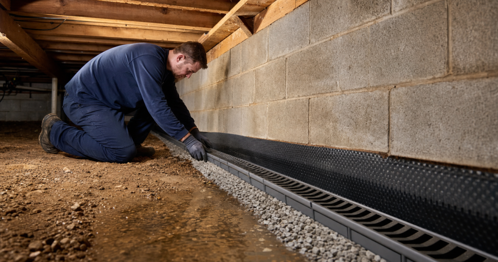 Greenville crawl-space drainage channel
